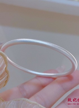 古法磨砂纯银手镯女个性时尚气质