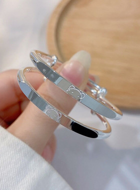 小孩婴儿简约光面实心纯银手镯