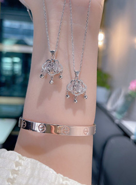 平安福锁铃铛纯银项链女个性时尚