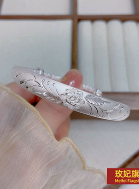 原创设计女银饰正生纯银花开手镯