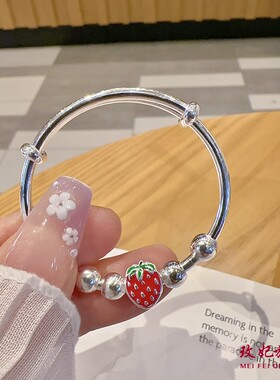 草莓宝宝纯银手镯女甜美可爱时尚