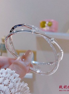 四叶草竹节纯银手镯女气质网红