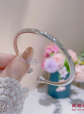 南瓜开口纯银手镯女素圈网红手环