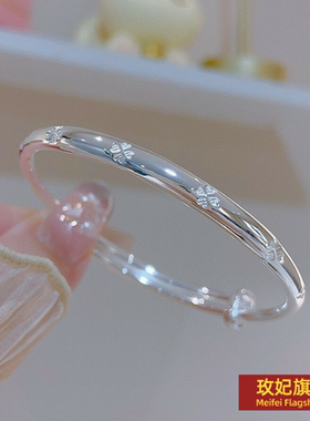 甜美女银饰正生纯银纯银足银手镯