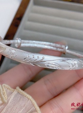 花多纯银手镯女个性时尚气质网红