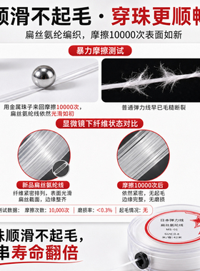 日本进口扁丝弹力线高弹耐磨高端弹力绳串珠绳文玩专用珠子手串绳
