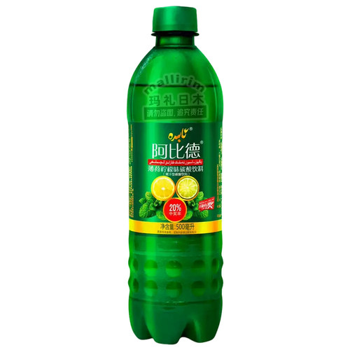 Abida 网红饮料 新疆 阿比德 薄荷柠檬碳酸饮料 500ml 果汁型汽水 - 图0