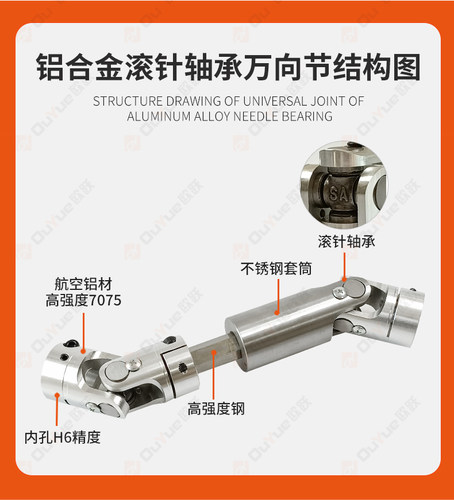 高转速精密单双节GHA伸缩十字万向节WSD滚针轴承联轴器铝合金接头 - 图1