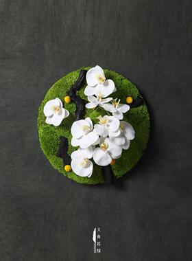 天青青苔绿色中国新型金属器皿永恒青苔花卉模型房酒店咖啡桌艺术