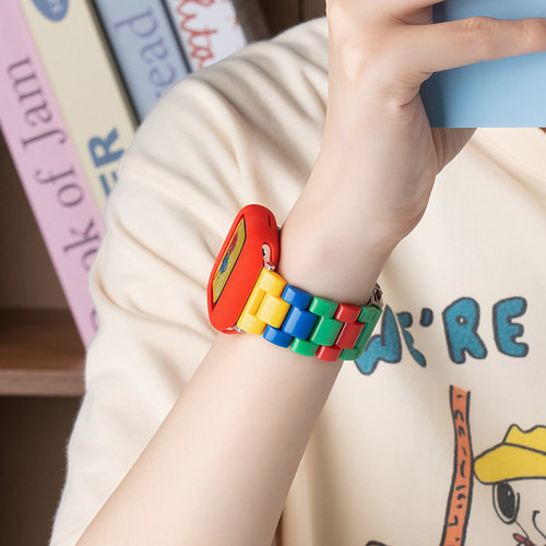 匠戴适用苹果S10手表iwatch11表带applewatch9新款S9乐高拼色树脂8夏季女生SE可爱腕带运动卡通创意高级3智能 - 图1