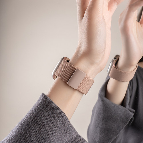 匠戴适用苹果S10手表iwatch11表带applewatch9平纹尼龙S9新款编织10夏天磁吸S8运动腕带S7高级女7智能se3创意 - 图3