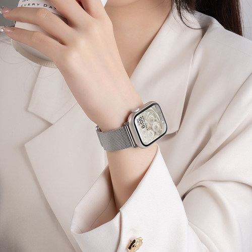 适用iwatch11表带S11苹果S8手表S7米兰尼斯Applewatch9新款夏天SE3金属磁吸S10透气高级ultra3女男watchs运动 - 图3