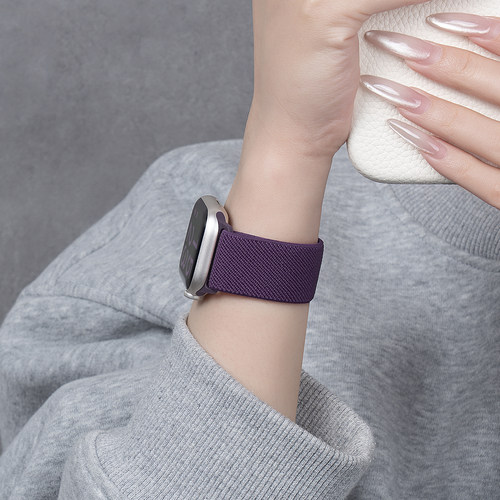 匠戴适用苹果S11手表iwatch9表带applewatch8秋冬梅子色平纹尼龙S10新款编织磁吸S8运动腕带智能SE3女男7时尚 - 图0