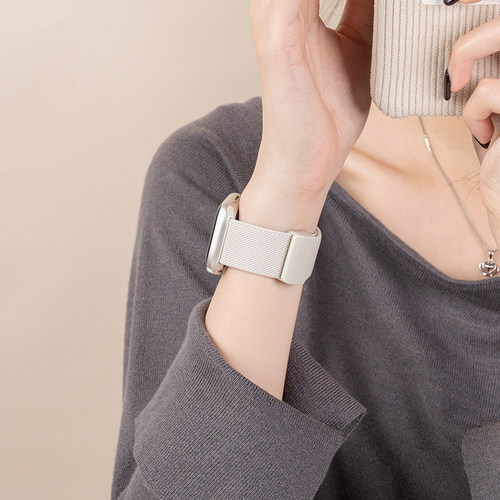 匠戴适用苹果S10手表iwatch11表带applewatch9平纹尼龙S9新款编织10夏天磁吸S8运动腕带S7高级女7智能se3创意 - 图2