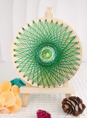 儿童diy手工钉子绕线画