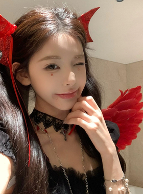 万圣节黑色恶魔角发夹女cosplay金属尖角头饰个性发饰
