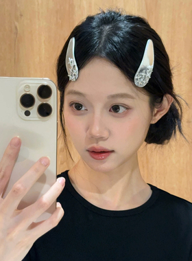 甜酷水钻星星皮质BB夹刘海夹