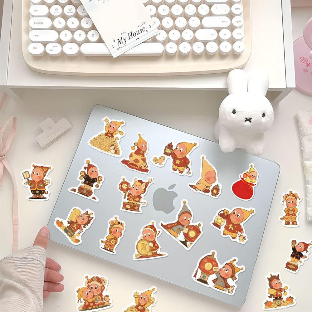 132贴星星人新年贴纸可爱卡通发财喜庆氛围创意装饰贴画diy手账本,淘宝优惠券,粉丝福利购,淘宝优惠卷