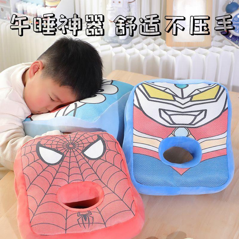 爆头午睡枕冰丝面料夏季凉爽抱枕小学生桌上办公室午休趴趴枕 - 图3