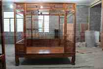 Chinese style shelf bed countryside old imitation classical mosquito net bed double solid wood large bed 15 m 18 yarn mantle carved flower