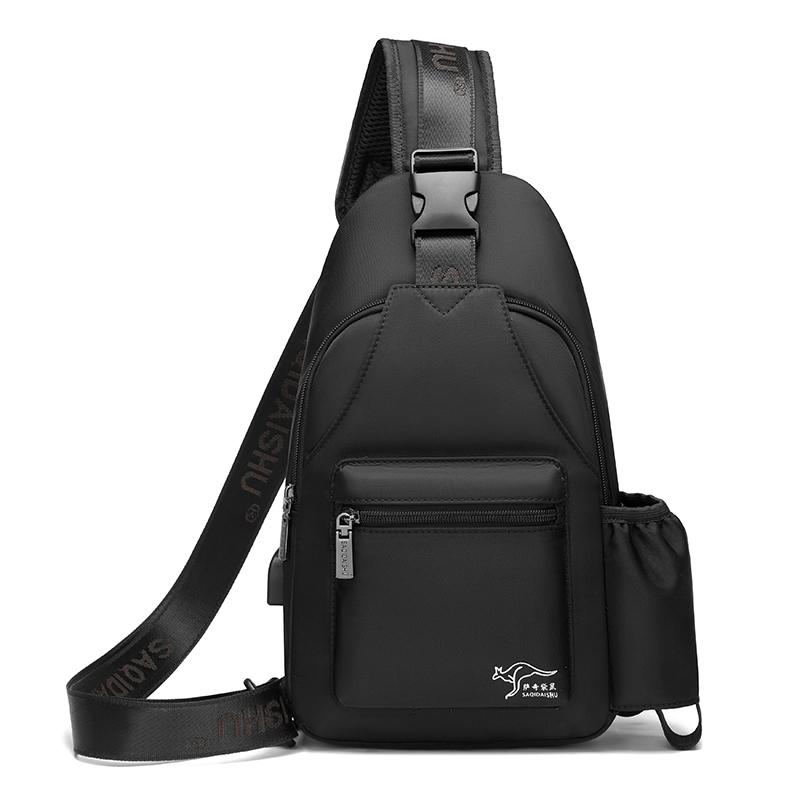 萨奇袋鼠胸包男款牛津布多功能通勤包商务休闲单肩斜挎包出行背包 - 图3