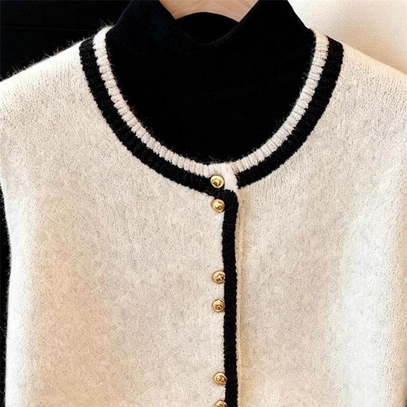 2026冬季小香风圆领针织马甲女撞色珍珠扣无袖背心叠穿打底两件套,淘宝优惠券,粉丝福利购,淘宝优惠卷