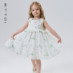 【朗姿集团】ETTOI爱多娃春夏新款印花连衣裙女童公主裙桑蚕丝