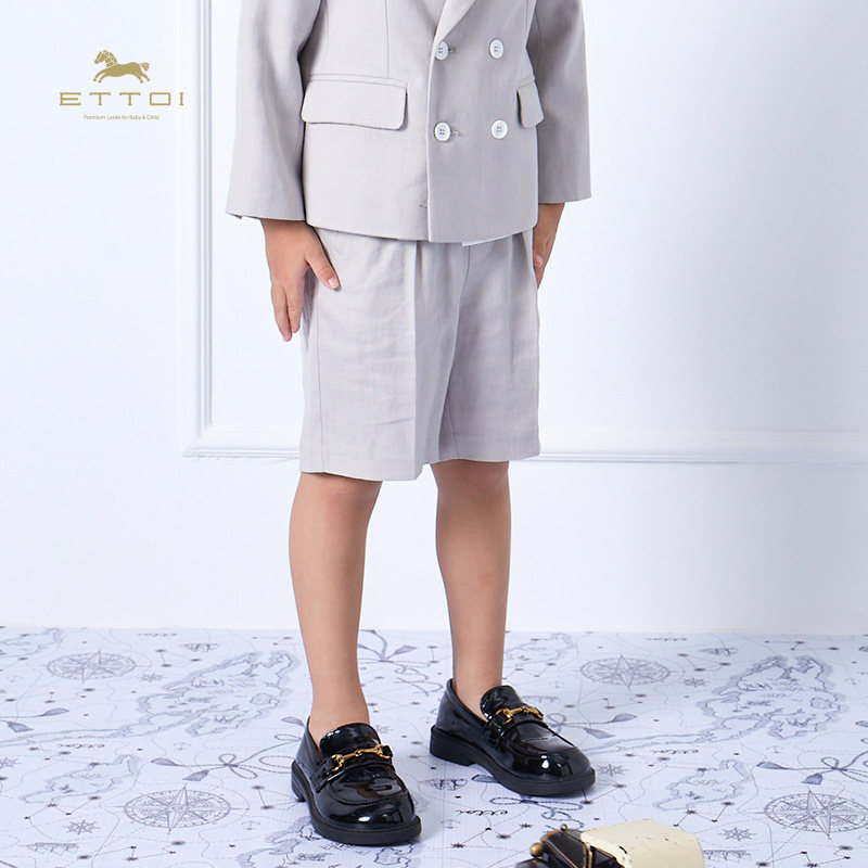 【朗姿集团】ETTOI爱多娃童装裤子浅灰色男童春夏新款纯色百搭短