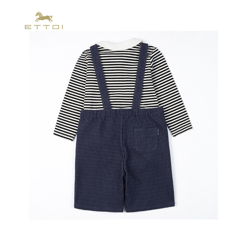 【朗姿集团】ETTOI爱多娃春秋款儿童条纹长袖上衣背带裤舒适两件,淘宝优惠券,粉丝福利购,淘宝优惠卷