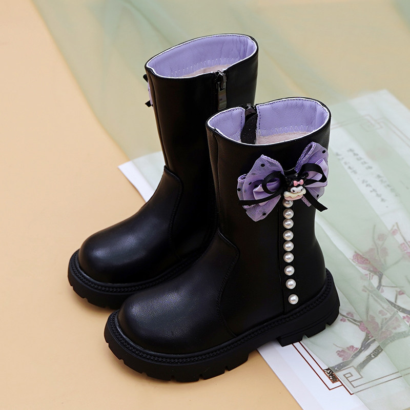 真皮女童马丁靴高筒靴库洛米公主靴软底加绒棉靴2025秋冬新款棉靴,淘宝优惠券,粉丝福利购,淘宝优惠卷