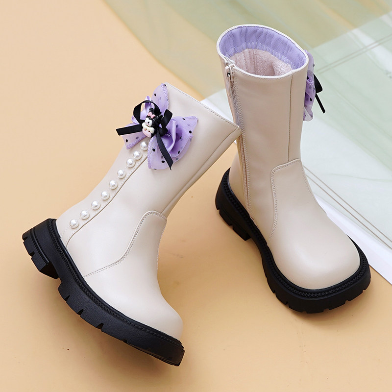 真皮女童马丁靴高筒靴库洛米公主靴软底加绒棉靴2025秋冬新款棉靴,淘宝优惠券,粉丝福利购,淘宝优惠卷