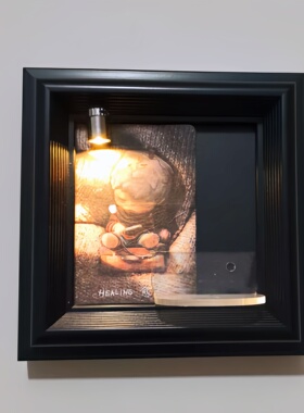 带灯泡泡玛特小野盲盒展示相框