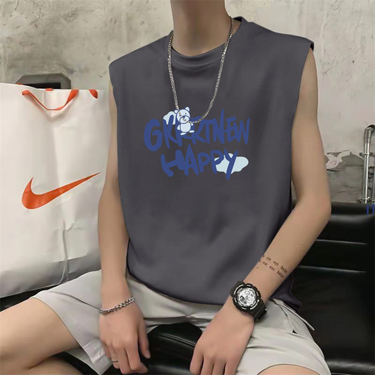 Summer pure cotton vest men's loose outer wear hurdle vest