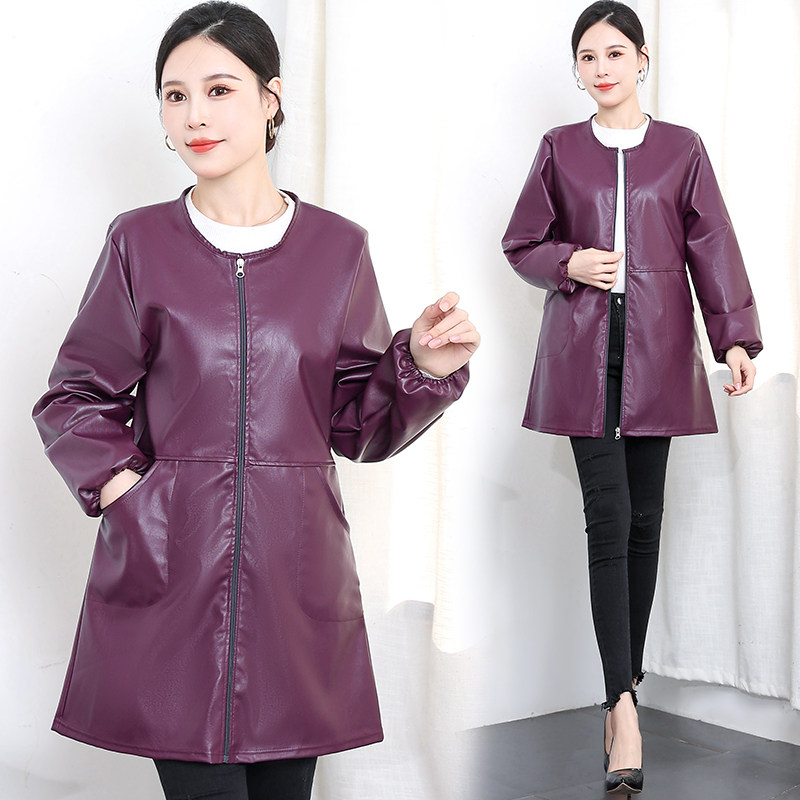 软皮加绒成人革罩衣防水防油女厨房家务大人PU围裙工作羽绒服防污,淘宝优惠券,粉丝福利购,淘宝优惠卷