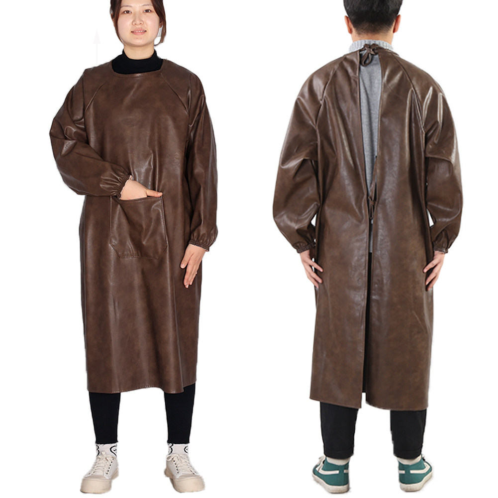 加厚耐磨皮革罩衣防水长袖围裙耐酸碱干活石材水产家用反穿倒背衣,淘宝优惠券,粉丝福利购,淘宝优惠卷