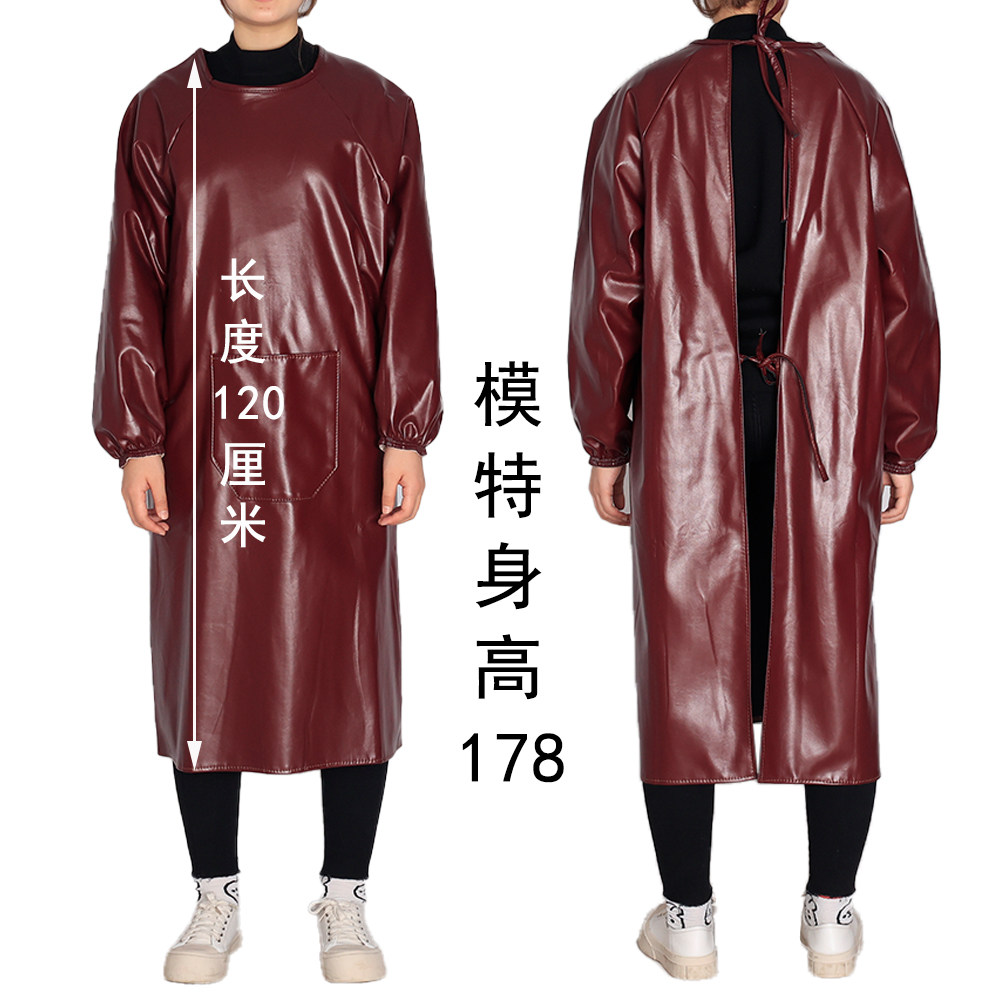 加厚耐磨皮革罩衣防水长袖围裙耐酸碱干活石材水产家用反穿倒背衣,淘宝优惠券,粉丝福利购,淘宝优惠卷