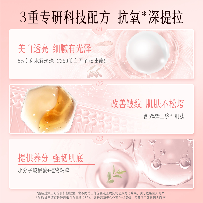 京润珍珠美白精华套装 淡纹紧致淡斑减黄提亮肤色面部精华液