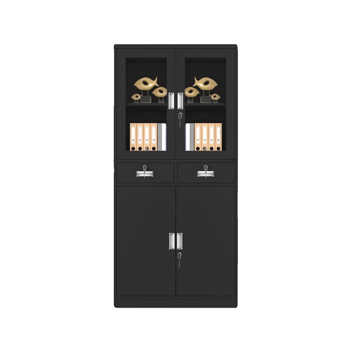 黑色文件柜资料柜财务凭证柜书柜学校储物柜家用玻璃手办收纳柜 - 图3