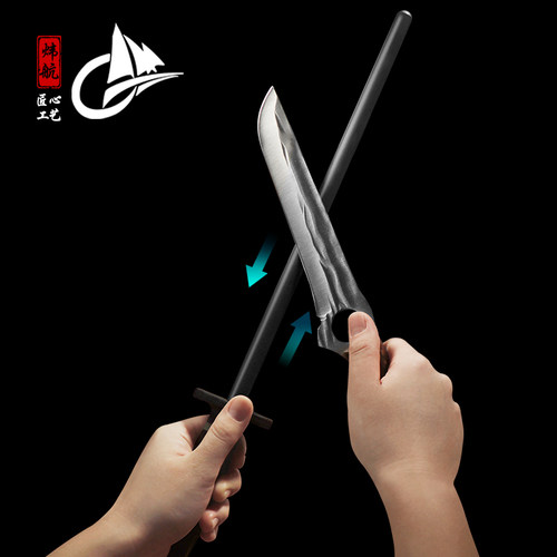 德国磨刀棒家用肉联厂屠夫专用快速磨刀钢棒菜刀剪刀专业挡刀棍棒 - 图2