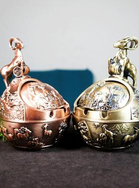 十二生肖烟灰缸龙头带盖防风防灰