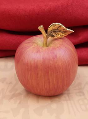 黄铜红苹果仿真铜金苹果摆件客厅