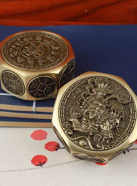 黄铜六面圆球型解压转转手把件进