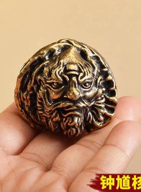 实心纯铜核桃把件健身球