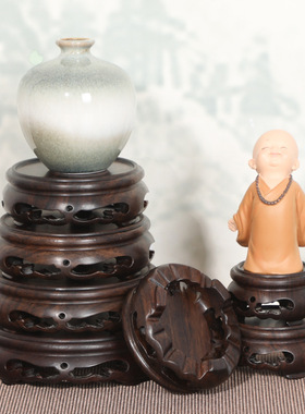 红木工艺品底座黑檀木圆形爆款