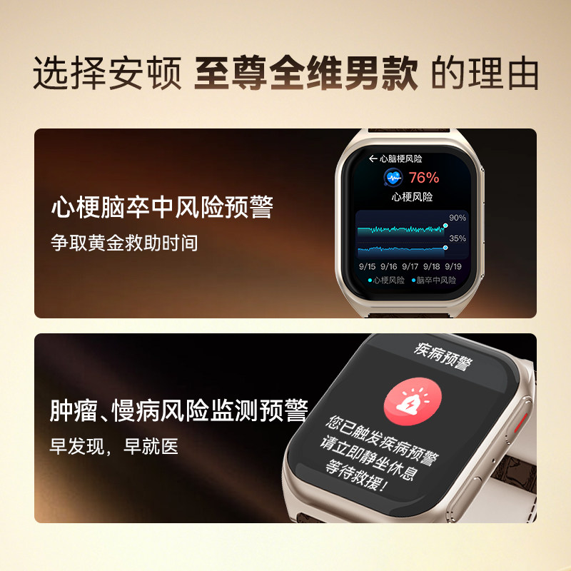 【年货狂欢季】安顿健康预警手表M5系列 无创血压血脂尿酸血氧趋势监测心率器官睡眠质量智能手环监测,淘宝优惠券,粉丝福利购,淘宝优惠卷