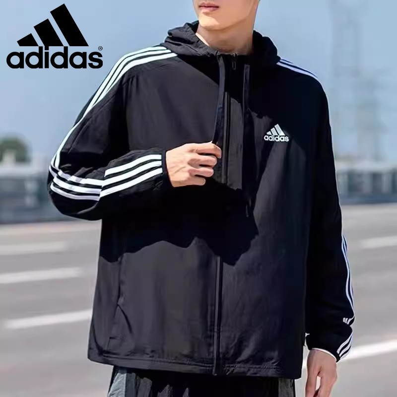 Adidas阿迪达斯男子2024春季新款运动休闲防风连帽夹克外套FL6964 - 图0