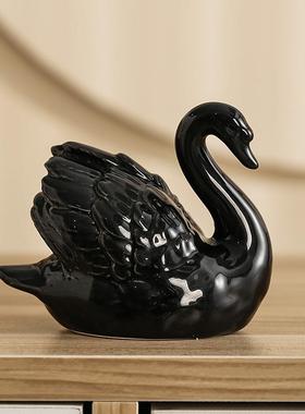 2025年新款客厅摆件黑白天鹅摆件轻奢开业乔迁礼物家居装饰品北欧