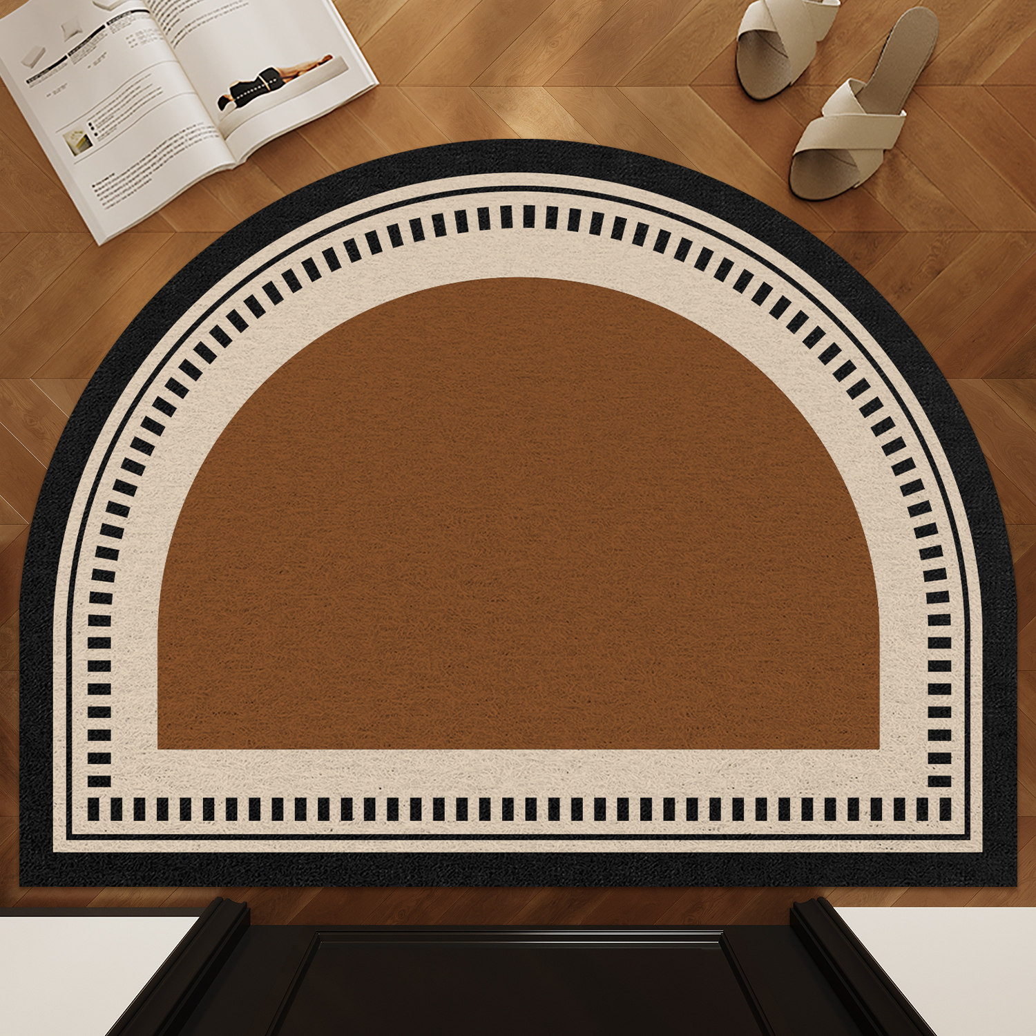 丝圈半圆形入户门地垫中古风进门拱形地毯家用门外大门口玄关脚垫,淘宝优惠券,粉丝福利购,淘宝优惠卷