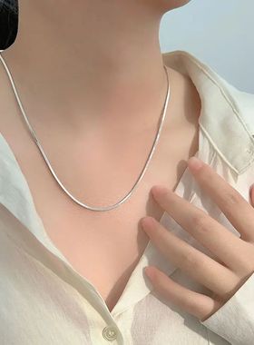 S925 Sterling Silver Square Snake Bone Clavicle Chain For