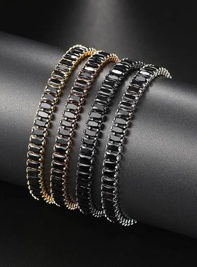 Black Crystal Tennis Bracelets for Women & Men Luxury Iced